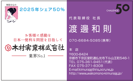 名刺　渡邊和則様　木村実業株式会社様